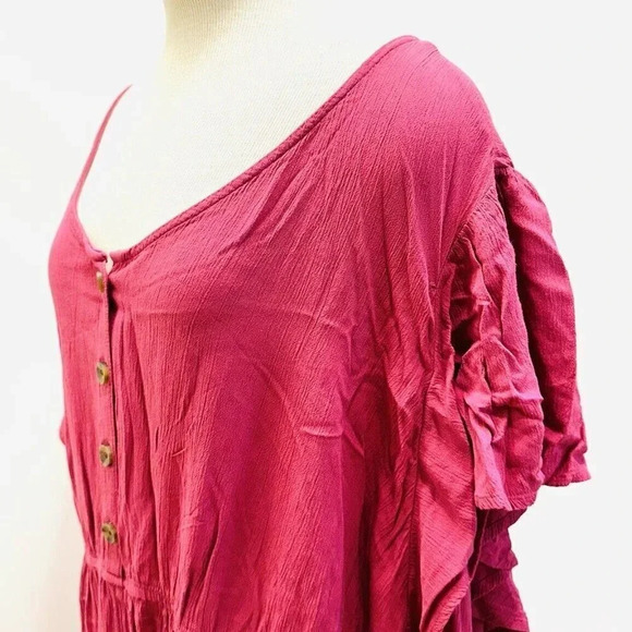 NWT SONOMA Women Short Sleeve Pullover Pink Elastic Waist V-Neck Dress Size 3X - Picture 5 of 12